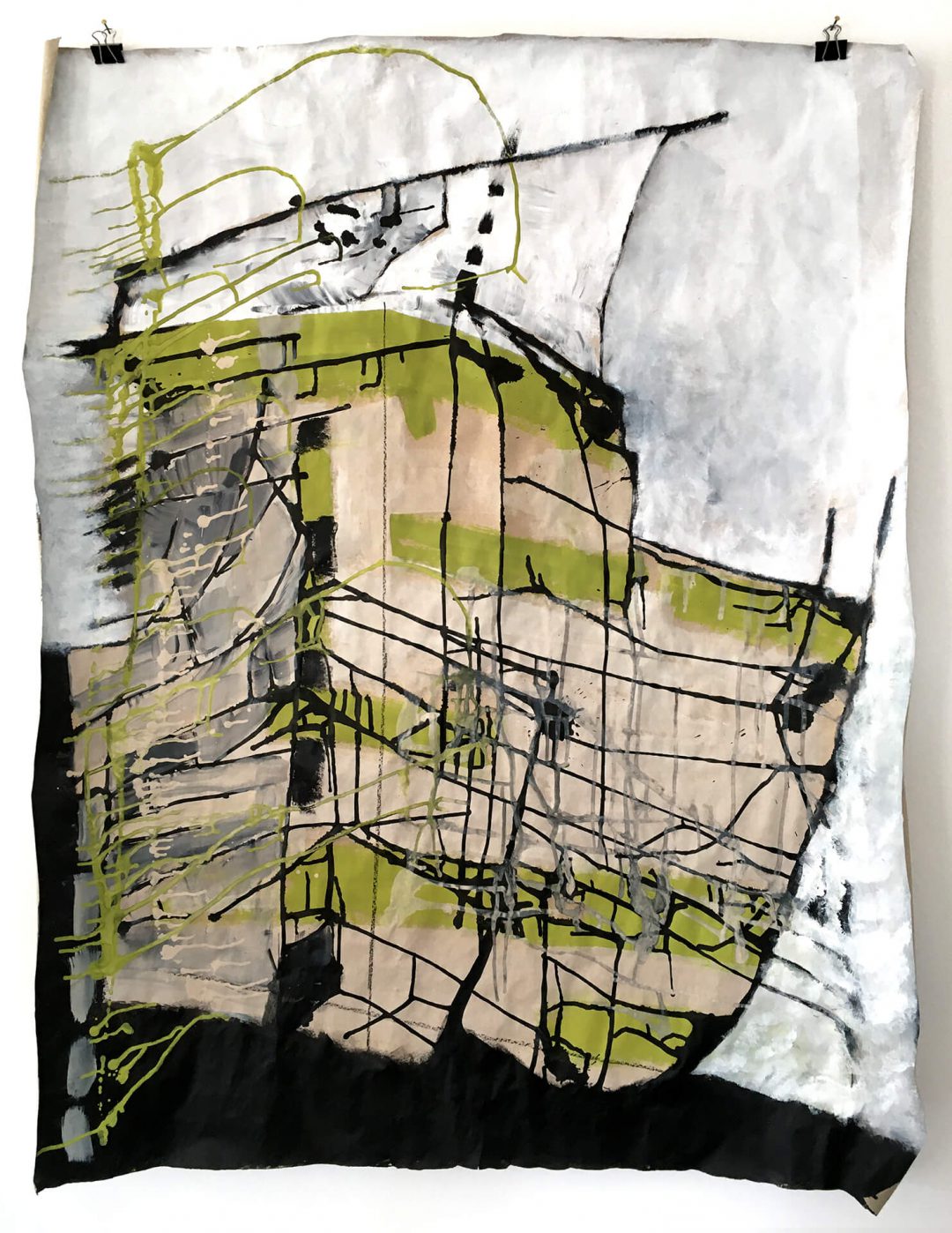 Abstraktes Bild von Anne Nilges: Acryl und Tusche auf Papier.