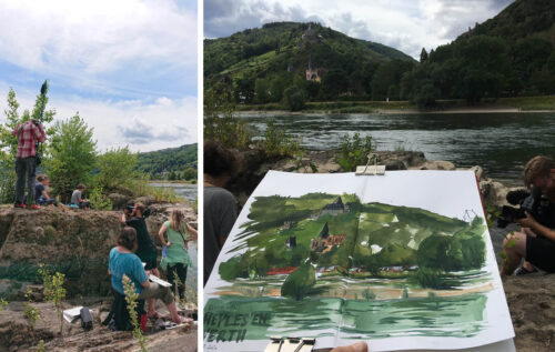 Urban Sketching im Mittelrheintal: Victor Hugo Urban Sketch Voyage