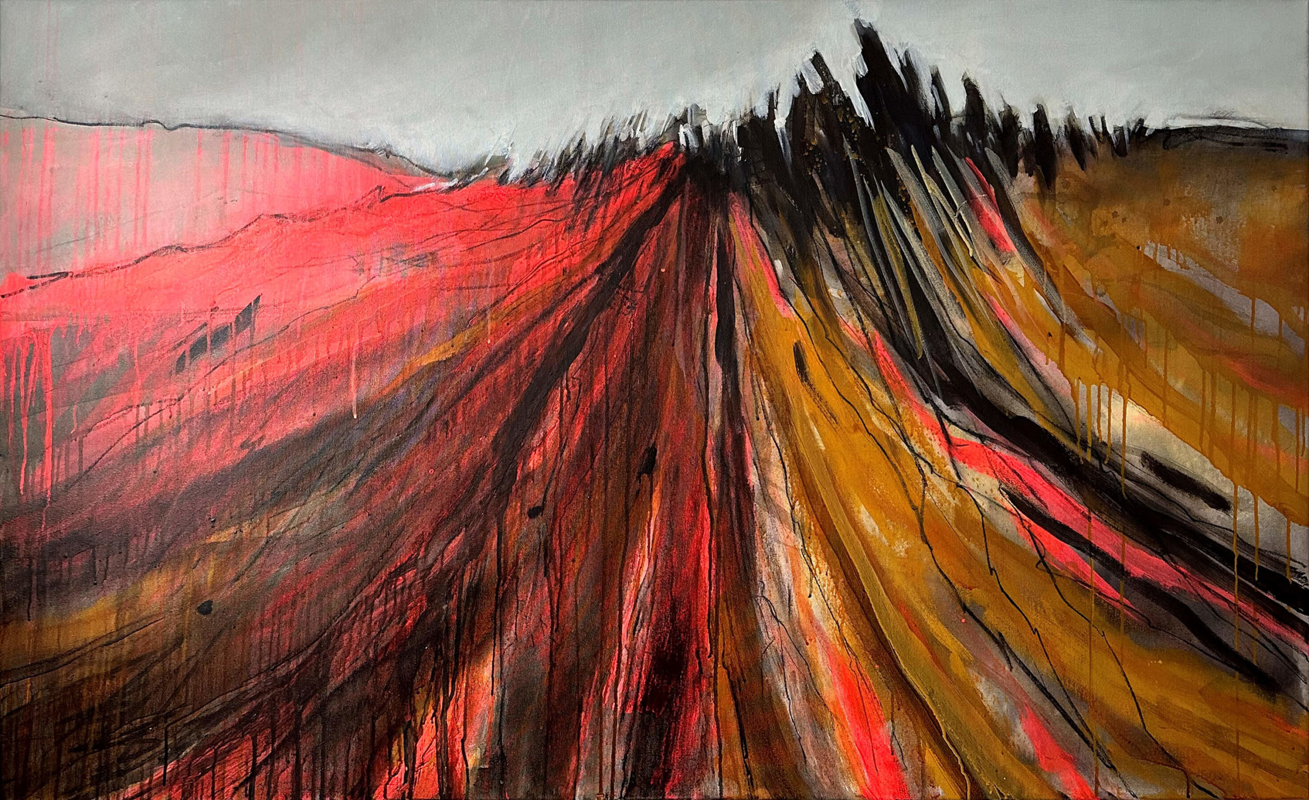 Abstrakte Landschaft 'Erdrauschen': großes Bild mit kräftigen Farben
