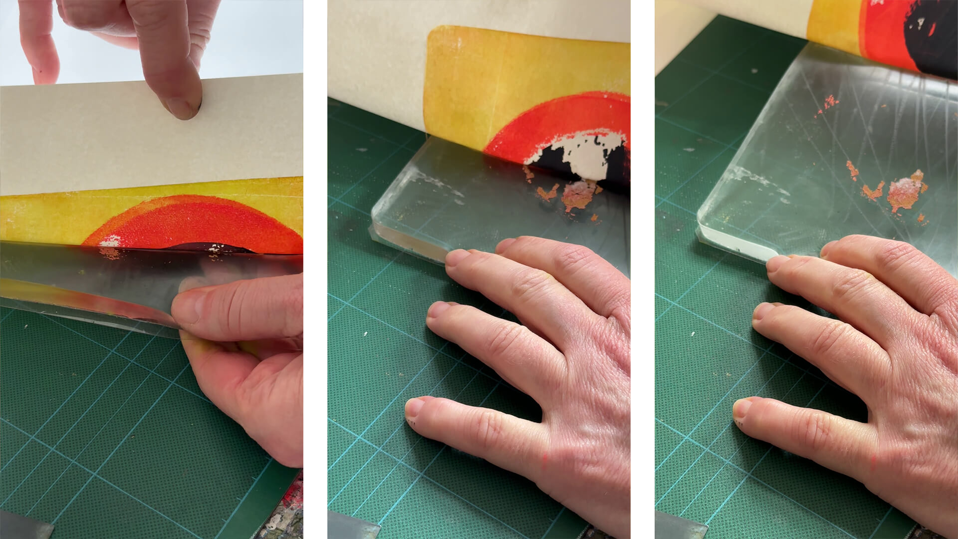 Gel Print – Problem beim Abziehen der Drucks: Reste bleiben auf der Platte kleben