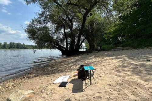 Pleinair Malkurs am Rheinufer bei Mainz