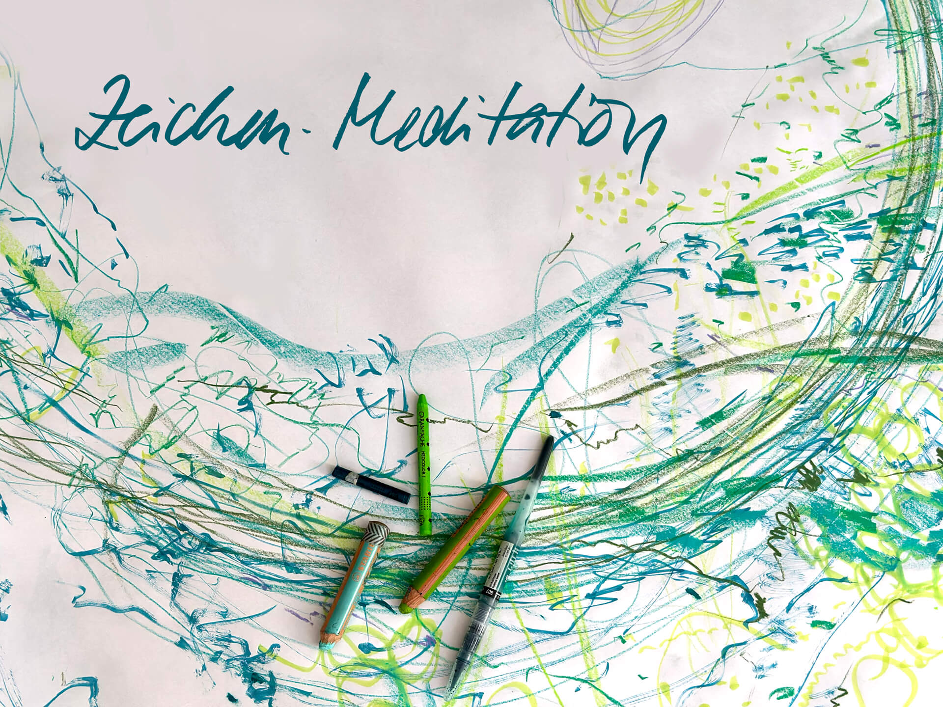 Zeichenmeditation - Workshop mit Anne Nilges Zeichenmeditation - Workshop mit Anne Nilges - Bildbeispiel mit Zeichnung und Stifen